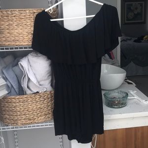 Black off the shoulder romper.